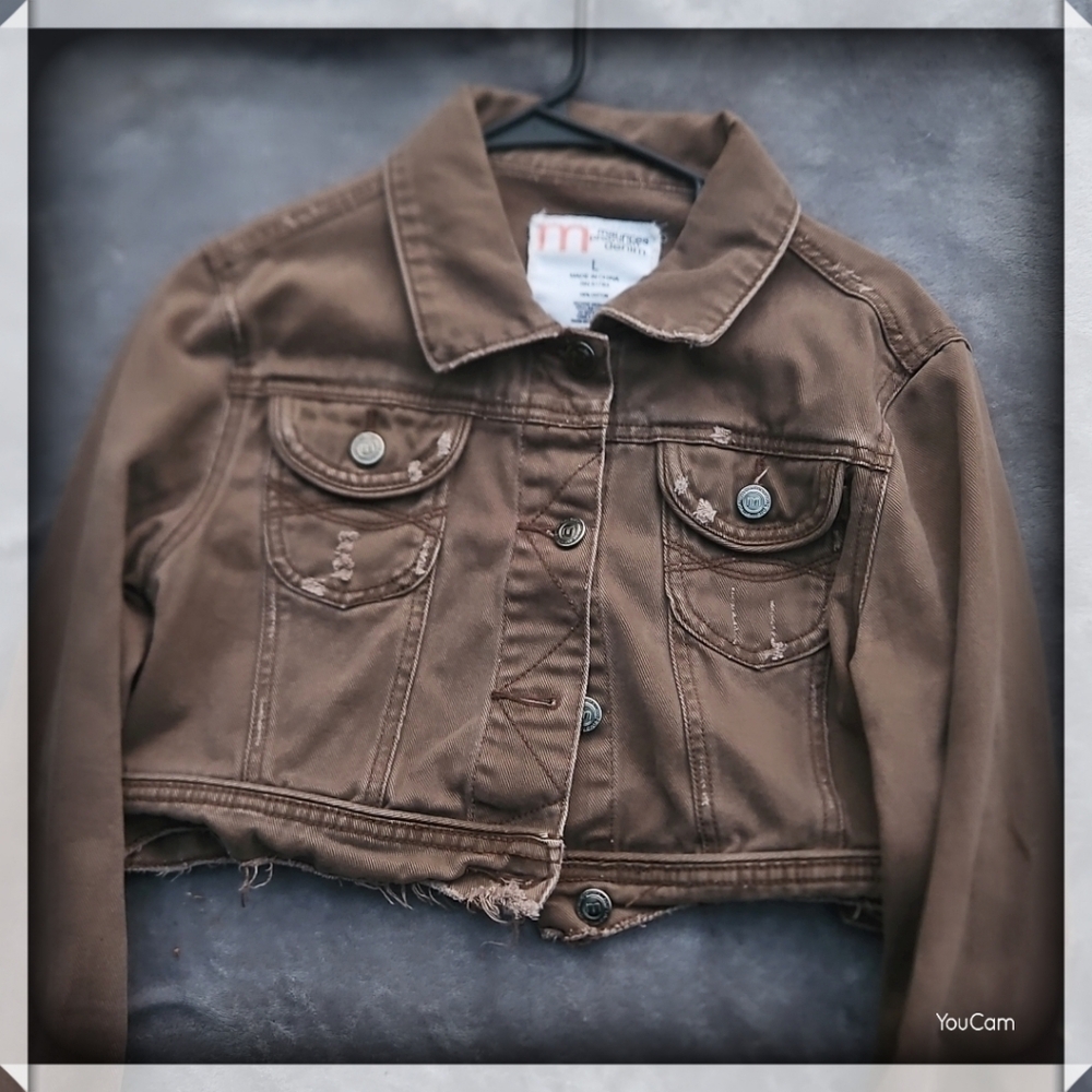 Maurices Crop Denim Jacket Size Large